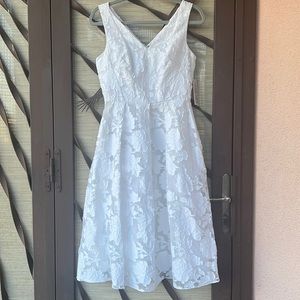 🌸 New Nanette Lepore White Floral Lace Sleeveless Midi Formal Dress 🌸